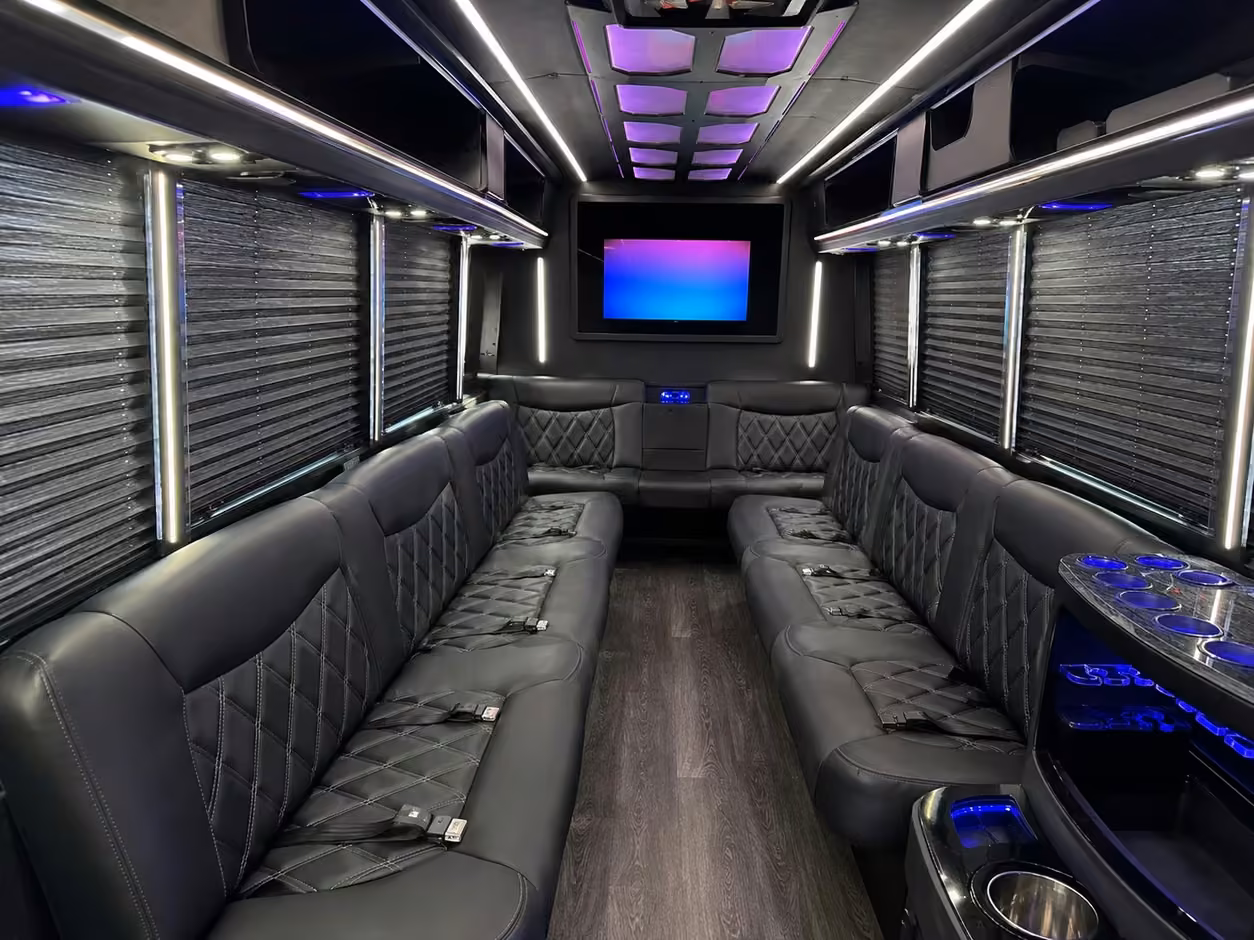 18 passenger party bus inside