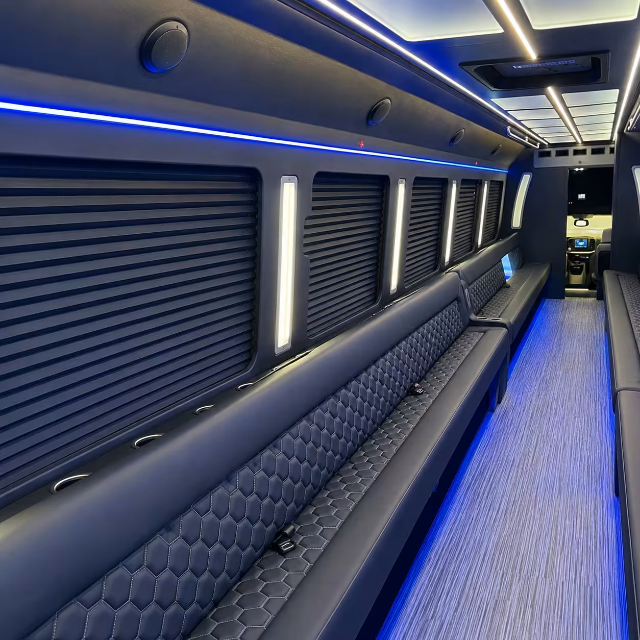30 passenger party bus inside