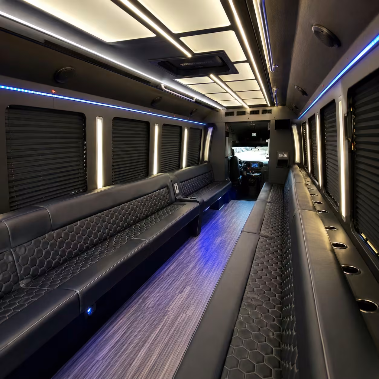 40 passenger party bus interior