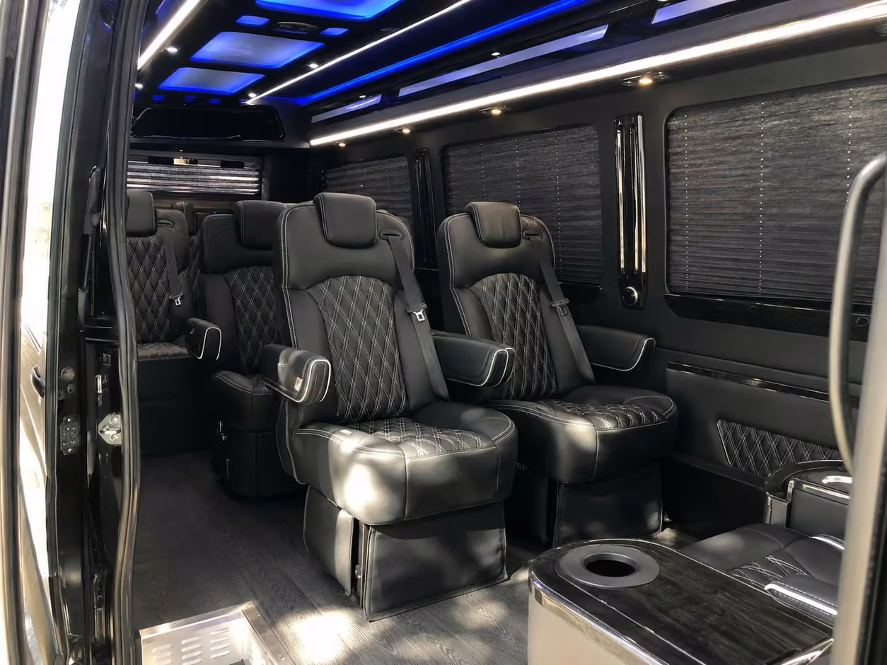 sprinter van rental with driver inside